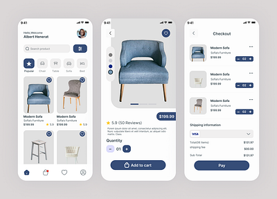 UX/UI Design for furniture mobile app using Figma app design daily ui design ui ui design