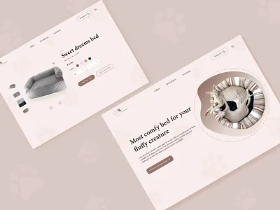 Pet's bed store design concept concept design first screen graphic design main page web design
