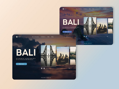 Bali trips design concept bali design first screen main page online booking trips web design