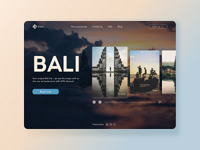 Bali trips design concept | main page design first screen main page online booking ui web design