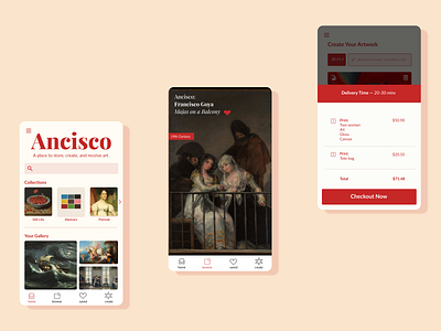 ancisco: gallery & print concept app app design graphic design ui