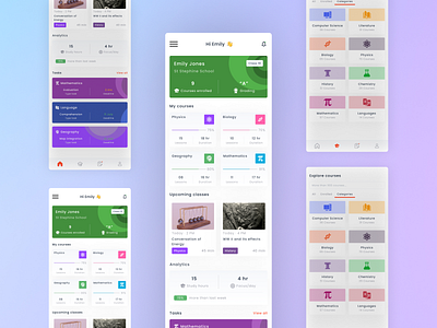 Academix e-education App academics ai color design design system education gradient learning mobileapp prototyping responsive design student study ui user flow userexperience userinterface ux webdesign wireframing