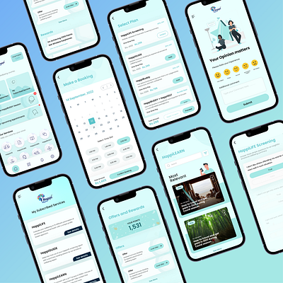 HappiMynd Mental Health Wellness Mobile Application branding design ui uiux ux