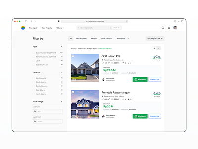 House Property Online Store buy house dashboard estate filter ui house land minimalist modern mortgage product product design property rent house saas dashboard sorting price ui ui web app ux web app