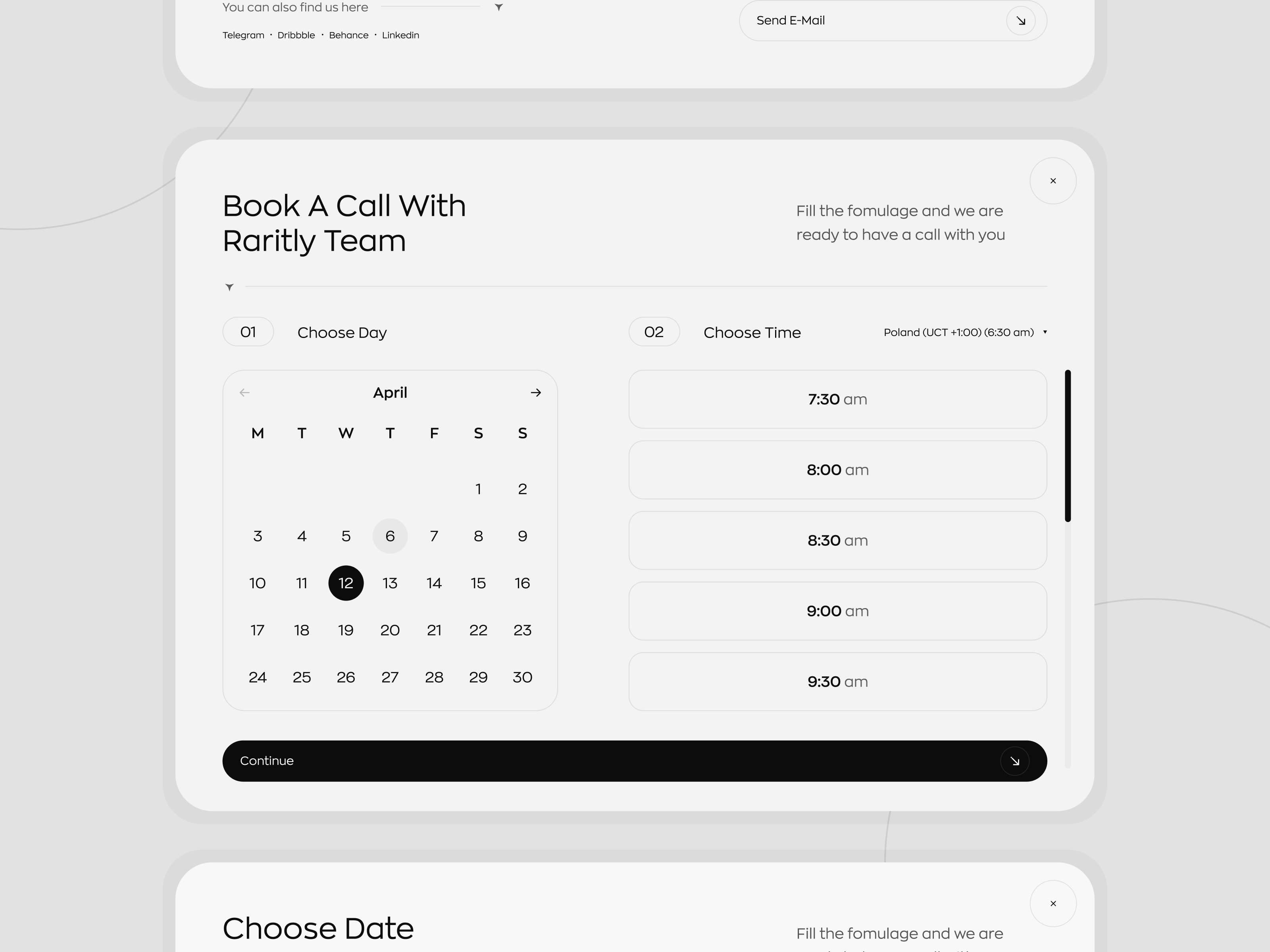 Raritly Calendly & Popups Design by Marcin Pankiewicz for Studio