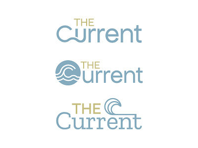 Logo Concepts for The Current blue c church current flow green lake logo minimal river sans serif slab serif the current type typography water wave waves word mark worship