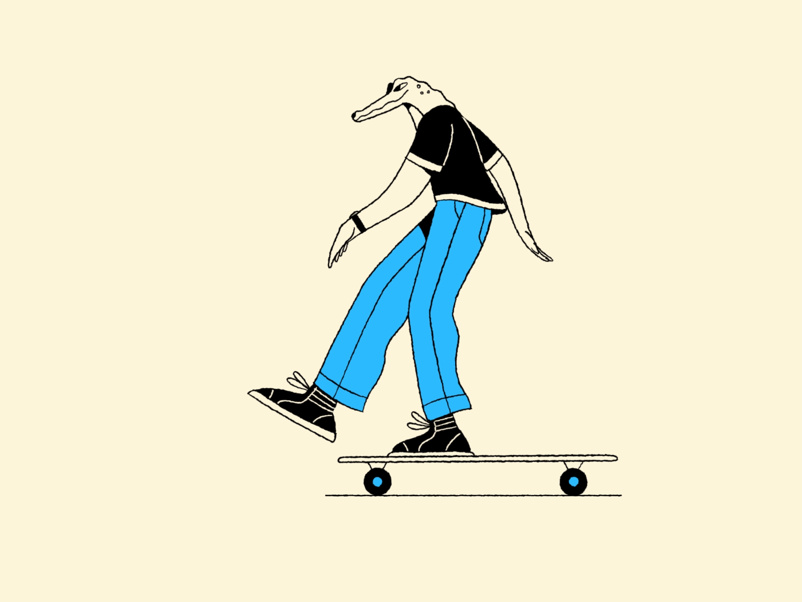 SK8 Alligator animation character design illustration motion skate