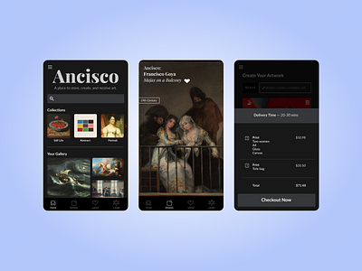 ancisco: gallery & print concept app app design graphic design ui