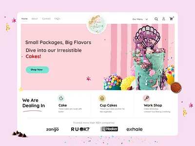 Birthday Cake, Dessert, Pastry, Bakery Website Design branding design illustration ui ux