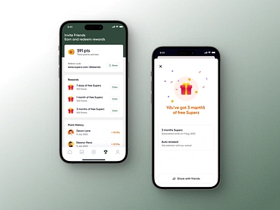 🏆 Superz- Reward and Redeem Design 3d ai animation app claim clean earn earn points gift invite friends loyality perk points redeem referal reward
