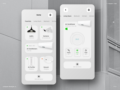 Smart Home Manager Mobile App Design app appdesign dailyui design figma flat grey home minimal smarthome ui uitrends uiuxdesigner ux