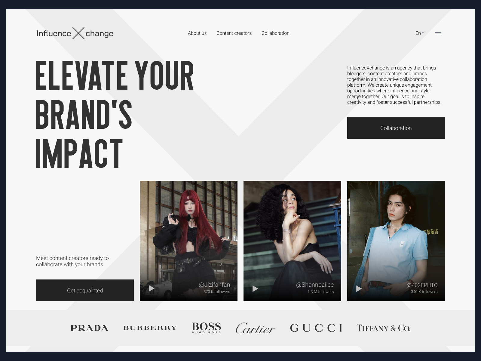 Collaboration website content creators and brands animation blogger brand branding concept content design e commerce fashion graphic design influence instagram interface tiktok typography ui ux web web design website