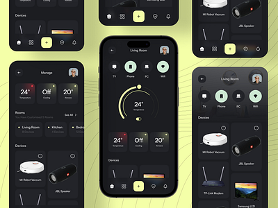 Smart Home App analytics app ui black dashboard figma home app home control smart home ui ui ux yellow