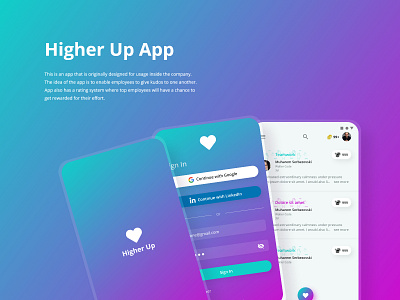 Higher Up (Kudos App) clean colorful design endorsment kudos mobile modern ui ux