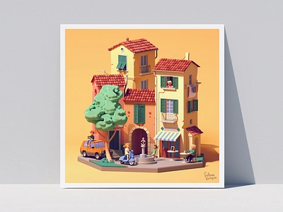 PRINT SHOP! 3d architecture buildings c4d city house illustration isometric italy print town tuscany village