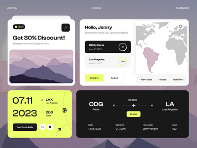 Flight Booking : Style Guide app ui black branding cards dashboard app flight branding flights green map style guide ui vacation