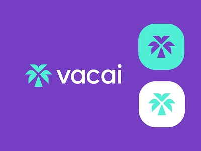 Vacai - ai logo ai artificial intelligence beach branding data holiday holidays logo logo designer palm planning road software tech technology travel tree trip v logo vacai