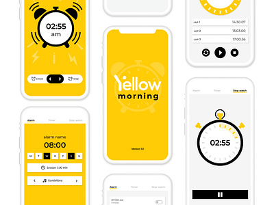 Yellow morning app alarm app art direction clock color design desktop digital figma graphic design icon illustration interactive design logo product design ui ux vector yellow