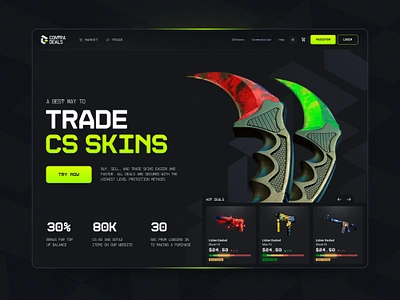 CS:GO Skin Trading Marketplace UI Design branding counter strike guns counter strike skins cs go cs skins egaming esports game game assets gaming graphic design illustration marketplace skin skin trading trading platform ui