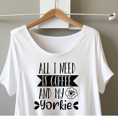 Coffee and yorkie tshirt design apparel branding clothing coffee lovers creative design dog lovers doodles graphic design illustration illustrator merch mockup pets print design tshirt design vector yorkie design