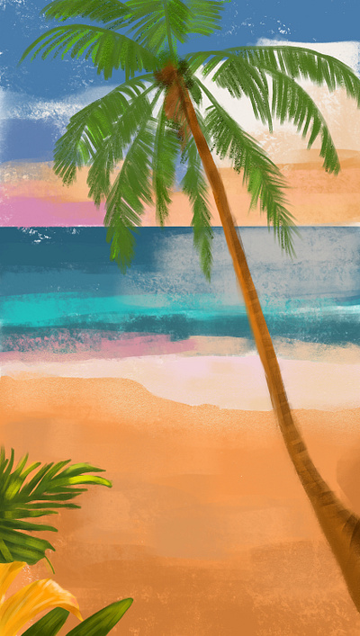 Tropical beach design digital art illustration illustration order proartelina tropic art tropical illustration tropics
