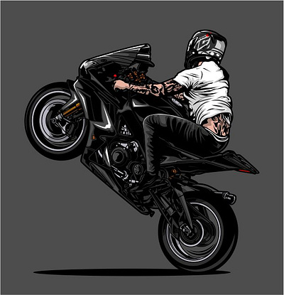 Wheelie biker apparel automotive bike clothing design illustration speed