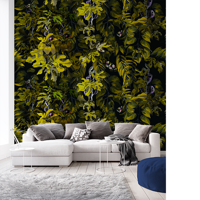 Wall Art green illustration leaves yellow