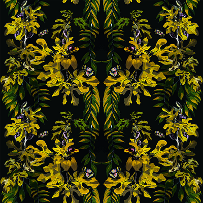 Spread Blender 1 Flipped H Black green illustration wall paper yellow