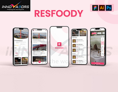 Resfoody Mobile App app branding design graphic design illustration landing page logo mobile app resfoody ui ux vector