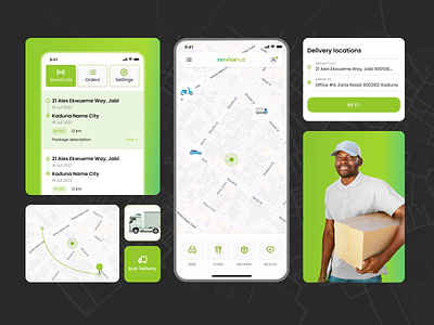 Vital Services for Basic Needs in Nigeria | Servicehub delivery app delivery service food order logistics mobile design motion nigeria package parcel delivery taxi temedicine uxui design