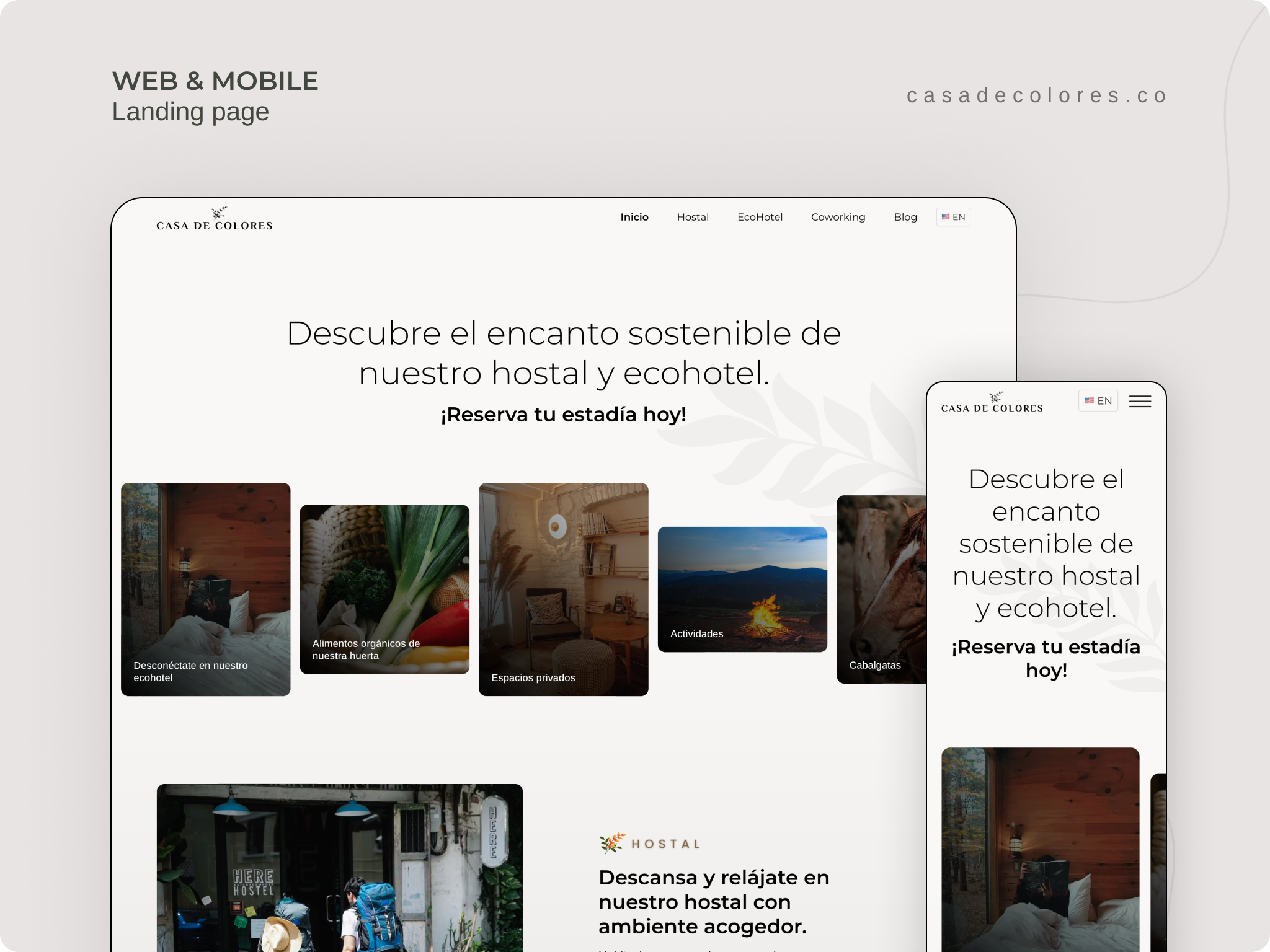 🏡 EcoHotel Landing Page coworking design develop hostel hotel nextjs ui ux