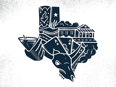 Texas Grit bar boot design digital digital illustration illustration shape skull state texas texture
