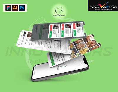 Pair 2 Share Mobile App app branding design food app graphic design illustration landing page logo mobile app pair 2 share ui ux vector