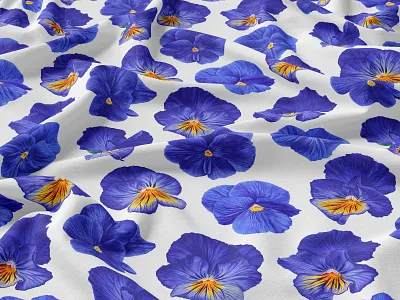 Blue Pansies Vector Seamless Pattern 2d adobe illustrator botanical character design digitalart drawing floral pattern flowers illustration pansie pansies pattern plants realistic flowers seamless seamless pattern surface pattern design textile vector viola