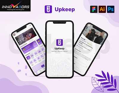 Upkeep Mobile App app beauty hair saloon branding design graphic design illustration landing page logo service provider app ui ui design ux vector