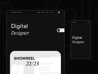 Portfolio Landing page design designportfolio digitaldesign personal personalwebsite portfolio portfolioweb responsive responsivesite showreel showreeldesign ui uidesign ux uxdesign webdesign websitedesign