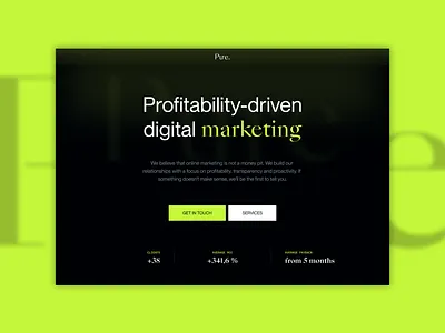 Pure Online | Marketing Agency – Landing Page agency clean landing landing page linear marketing marketing agency minimal page ppc seo social media translucent typography typography ui ui ux website website design