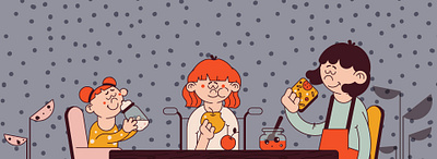 Dinner time brunch character dinner girl illustration kitchen lunch