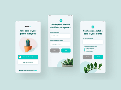 Plantlife app Sign In app design ui