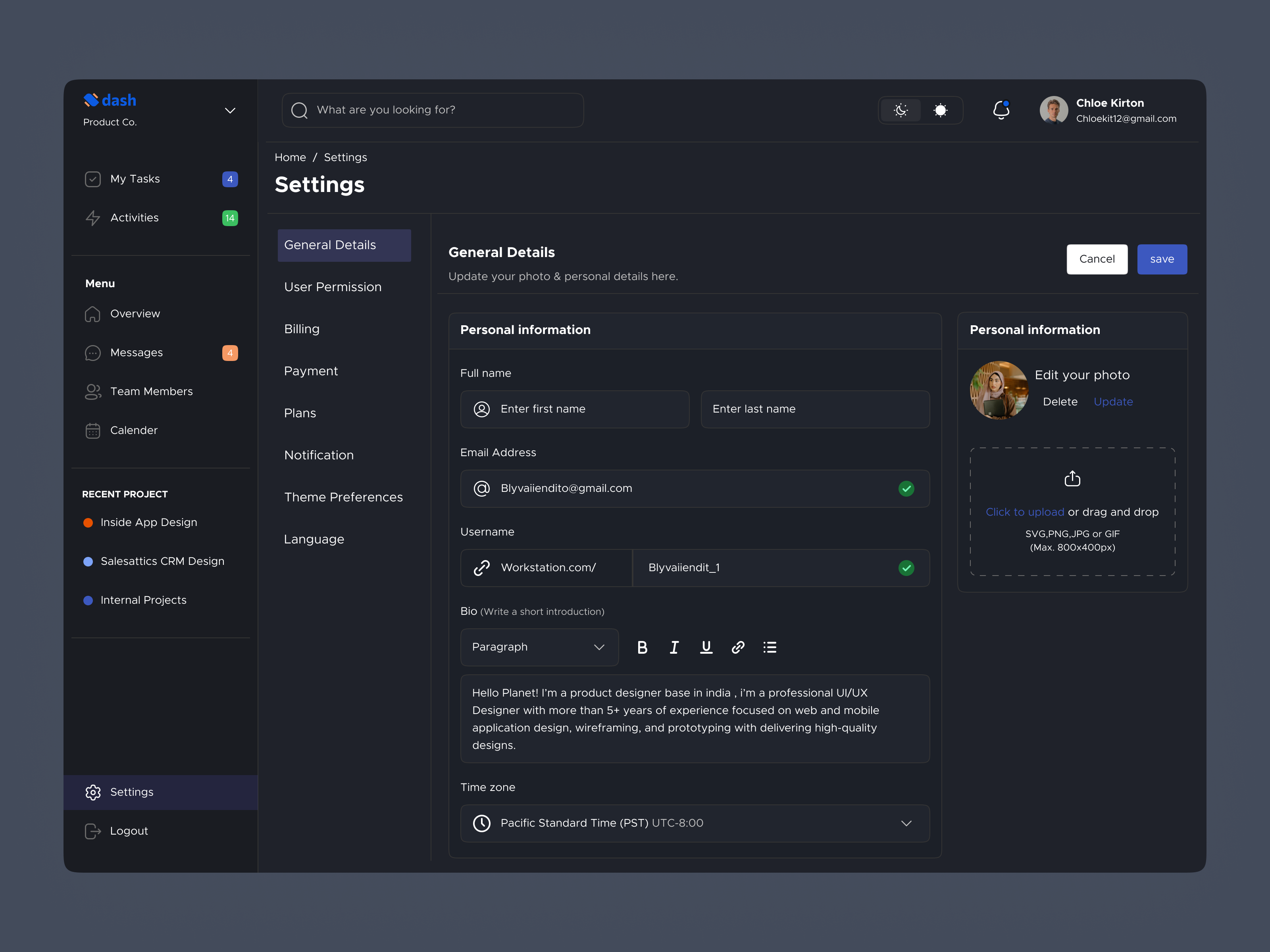 Dash - Task Management System [Dark Mode] by Satya Ranjan Swain on Dribbble