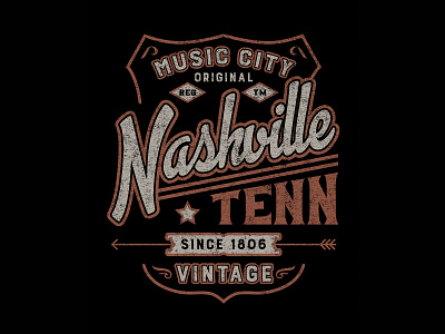 Nashville Crest badge branding design graphic design illustration logo retro souvenir t shirt vector vintage