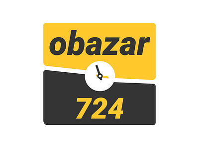 Logo O Bazar 724, (the store is open 24 hours a day, 7 days a we 24 hours a day 7 days a week branding design graphic design illustration logo store store is open the watch time ui vector
