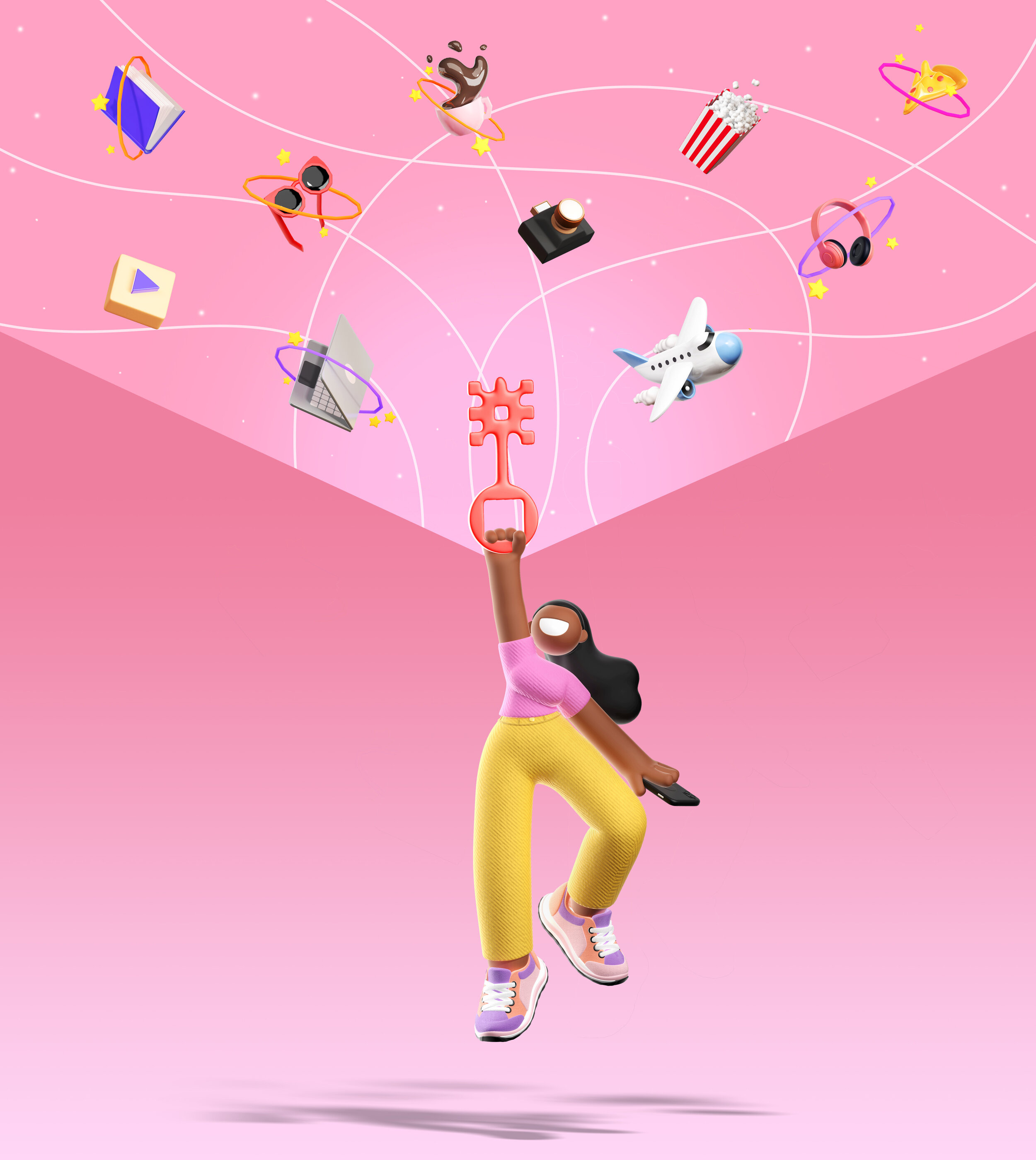 Imagine 3d arcade studio banking character digital editorial folioart illustration