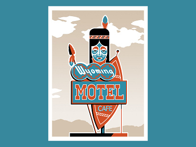Wyoming Motel, one of a series of prints design illustration poster print retro vector vintage