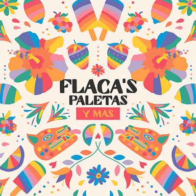 Flaca's Paletas colorful illustration logo mexican otomi paleta rainbow