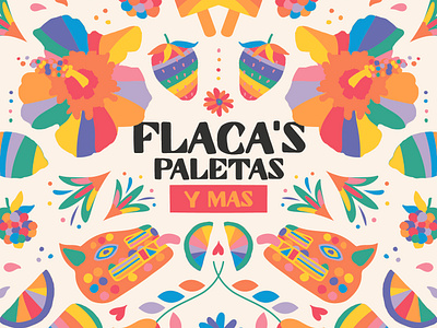 Flaca's Paletas colorful illustration logo mexican otomi paleta rainbow