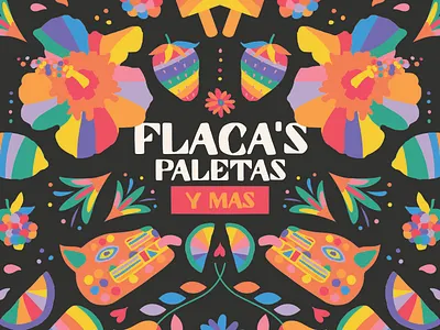 Flaca's Paletas colorful illustration logo mexican otomi paleta rainbow