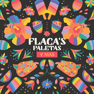 Flaca's Paletas colorful illustration logo mexican otomi paleta rainbow