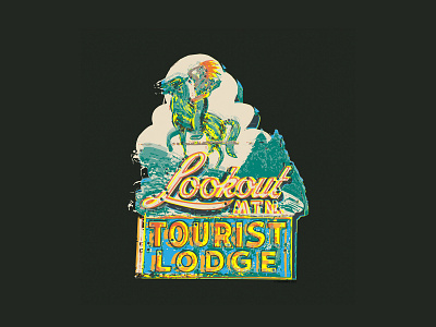 Lookout Lodge, one of a series of prints design illustration logo retro vector vintage poster print
