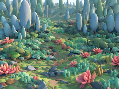 MOONSTONES PACHYPHYTUM 3d illustration ai diligence environmentillustration environmnet generativeflora illustration landscape landscape illustration matte painting stuart wade succulents